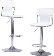 Set Of 2 Sidanli White Adjustable Swivel Counter Bar Stool Chairs With Backs. - £166.61 GBP
