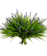 12 Bundles Artificial Plants Outdoor Fake Monkey Grass with Flowers for ... - $42.04 CAD