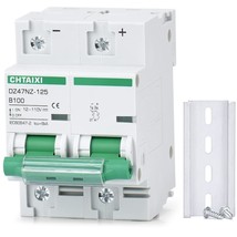 High Current Dc Disconnect Switch Mcb 2P B100, Thermal Magnetic Trip, Din Rail - $35.92