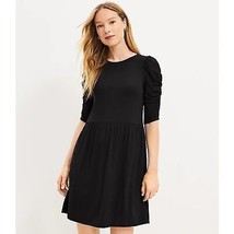 NWT Womens Size Medium Ann Taylor LOFT Black Shirred Sleeve Swing Shift Dress - £23.82 GBP