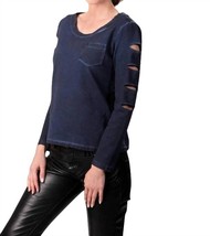 Angel scoop-neck distressed top in Denim - size M - $58.41