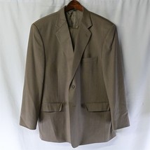 Stafford 46R | 38 x 29 Khaki Herringbone Wool Mens 2Btn Suit Jacket Pants - £31.44 GBP