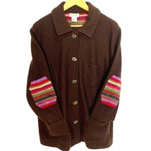 Vintage Talbots Woman Jacket Wool Brown Elbow Patches Button Pocket Plus Size 1X - £58.38 GBP