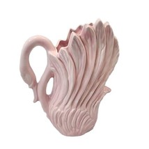 Vintage Pottery Swan Art Deco Pink Vase Planter 1975 Kitschy Handpainted... - $22.76