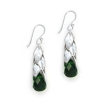 Sterling Silver Cascading Leaves and Crystal Drop Earrings, Forest Green - £16.07 GBP