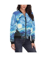 Starry Night Van Gogh Women&#39;s Bomber Jacket - $82.85 CAD