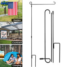 Garden Metal Iron Flag Pole Stand Banner Holder Stake For 12&quot;x18&quot; Flag Y... - £21.23 GBP
