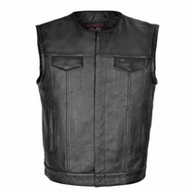 Men&#39;s Motorcycle Club Vest Premium Leather Gun Pocket Biker Vest - £122.63 GBP