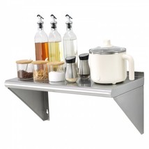 12&quot; x 24&quot; Stainless Steel Shelf, Wall Mounted Floating Shelving with Bracket... - £43.54 GBP