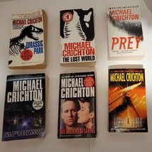 Michael Crichton Paperbacks 6 Book Lot Jurrass Park Lost World Disclosure Sphere - £10.28 GBP