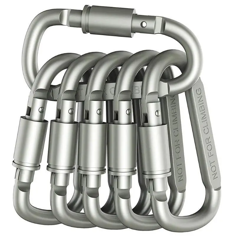Tactical Steel D Keychain Shape Hook Buckle Clip Climbing Army Carabiner Hanging - £7.21 GBP+