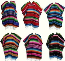 Unisex Adult One Size Multi-Color Mexican Zarape Serape Poncho Folklorico NWOT - £28.13 GBP