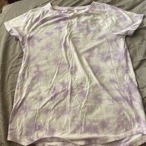 Cat &amp; Jack Girls T Shirt XL 14 16 Lavender White Tie Dye Chest 32” - £2.83 GBP