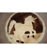 Alpaca Fur Art Rug Wall Decor Handmade Fur Unicorn Themed 44 in Round - £58.69 GBP