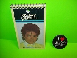 Michael Jackson Vintage Writing Memo Pad + Pinback Badge 1984 UNUSED  I love MJ - £13.44 GBP