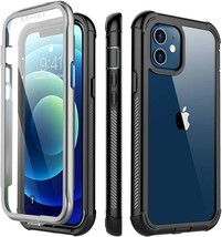 Compatible with iPhone 12 Mini Case,Shockproof Built-in Screen Protector   Black - £6.20 GBP