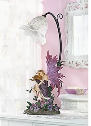 Orchid Flower Fairy Lamp Night Light Table 18&quot; Mythical Purple Fairycore... - $35.98