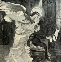 Saint Cecilia Boy Playing Organ In Church 1908 Wenzell Art Print DWBB2 - £39.44 GBP