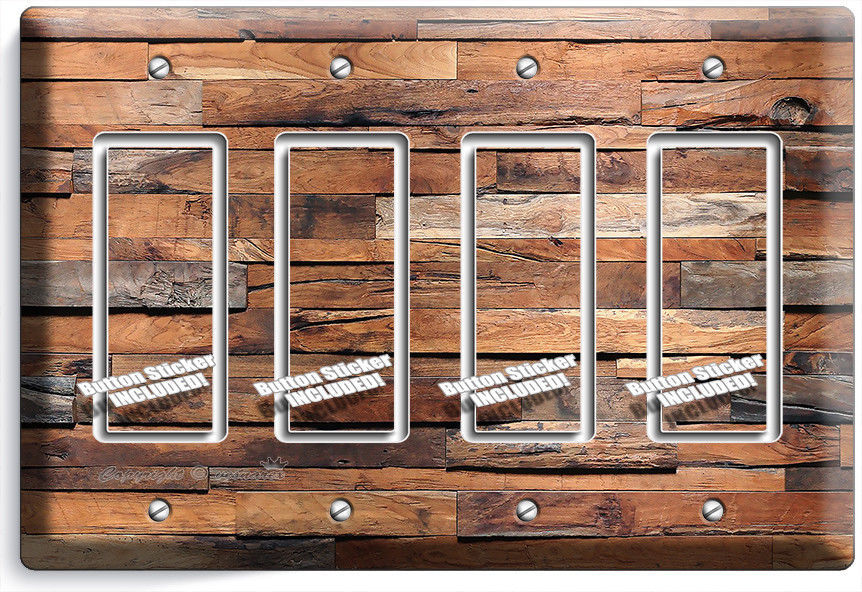 RUSTIC RANCH BARN RECLAIMED WOOD LIGHT SWITCH 4 GFCI PLATES LOG CABIN ROOM DECOR