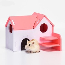 Colorful Double-Storey Hamster Sleeping Nest: A Stylish Wooden Villa Toy... - £10.07 GBP+