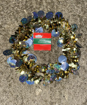 Tinsel Wreath 9.5in -Christmas House - £5.20 GBP
