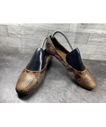 Nurture Ballet Flats Women 8 M Shoes Brown Black Leather Snake Print Sli... - $26.91 CAD