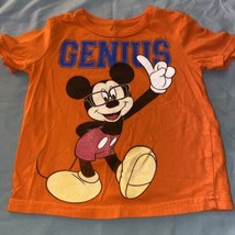 Disney Mickey Mouse Baby Boy T Shirt 18 Months Genius Orange Chest 22” - $4.75