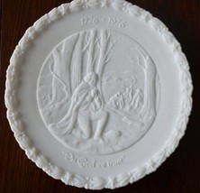 Fenton Bicentennial # 3 plate, "In God We Trust"  white milk glass NIB CERTS - $74.25