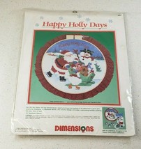 1989 Dimensions Christmas - Happy Holly Days - Santa Crewel Kit NIP Barbara Mock - £11.15 GBP