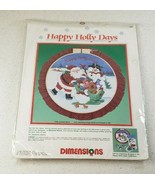 1989 Dimensions Christmas - Happy Holly Days - Santa Crewel Kit NIP Barb... - £11.15 GBP