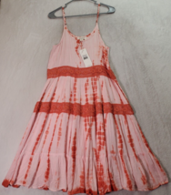 Exist Sundress Women Medium Pink Orange Tie Dye 100% Rayon Sleeveless Round Neck - £14.06 GBP