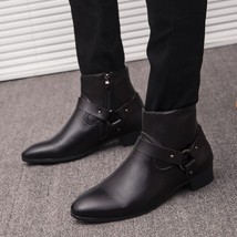 Classic Black High Quality Leather Ankle Boots for Men Fashion Concise Leisure B - £78.27 GBP