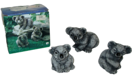 Vintage Der Grune Punkt Koala Figurine Set Lot of 3 Animal Family Boxed Gray - £7.89 GBP