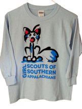 Girl Scouts Southern Appalachians Light Blue Arctic Fox L/S T-Shirt SZ S... - £8.59 GBP