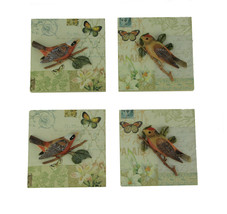 Colorful 3D Birds On Branches Polyresin Wall Decor Set of 4 - £19.08 GBP