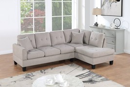 Carlton Mushroom 2-Piece Tweeted-Like Velvet Sectional with Tufted Cushions - £772.32 GBP