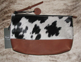Myra Bags #8157 Leather/Hairon 12&quot;x7&quot; Pouch Cosmetic Clutch~Card Slots, ... - $41.51