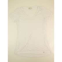 Abercrombie &amp; Fitch white T-shirt V neck short sleeve longer at the back... - $13.86