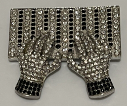 Music Belt Buckle Rhinestone Hands Playing Piano  Gifts Novelty Rock &amp; Roll - $13.98