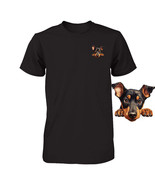 Funny Doberman Pinscher Dog Peeking Pocket Tshirt Cute Puppy Dog Lover T... - $18.36+