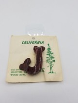 Vintage Hand Carved Highly Polished California Redwood Burl Hook (J) Pin/Brooch - £8.88 GBP