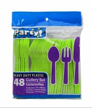 Heavy Duty Plastic Cutlery Set 96 pieces ( 32 spoons, 32 forks, 32 knive... - $9.76