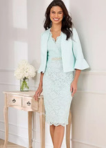 Kaleidoscope Mint Pizzo Abito E Giacca UK 16(fm79-8) - £49.38 GBP