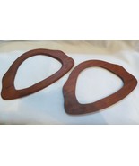 Pair Vintage Brown Wood D shape Purse Bag Clutch Tote Handles - £7.84 GBP