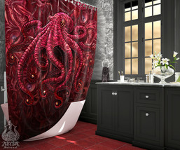 Gore &amp; Blood Monster Octopus Shower Curtain, Halloween, Horror Bathroom Decor - £55.54 GBP