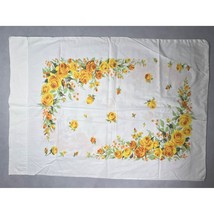 Vintage Cottage Core Cannon Muslin Pillowcase With Yellow Roses - $20.57