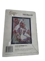 Vintage Golden Bee 5x7 Geese and Flowrrs Picture Stamped Cross Stitch 30696 - £6.89 GBP