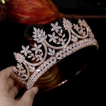 Shiny High-Quality Hair Jewelry CZ Crowns, Bride Tiara Princess Birthday Wedding - £99.14 GBP