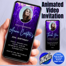 Any Age Invite, Blue Falling Star Digital Invitation, Animated Video Inv... - £4.68 GBP