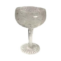Vintage Compote Clear Crystal Pedestal Glass Cup Bowl Star Pattern  - £47.78 GBP